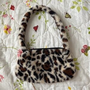 Leopard Print Faux Fur Shoulder Bag